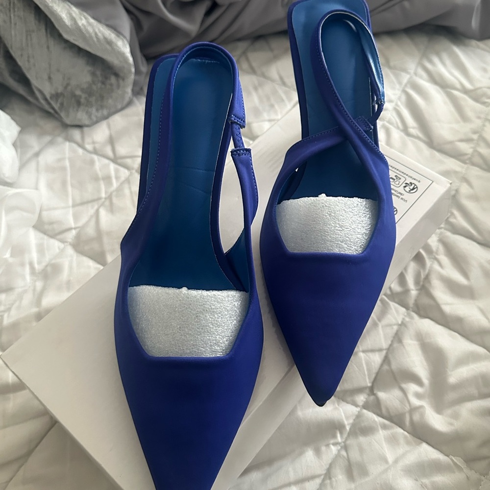 Elegant Blue Women's Slingback Heels